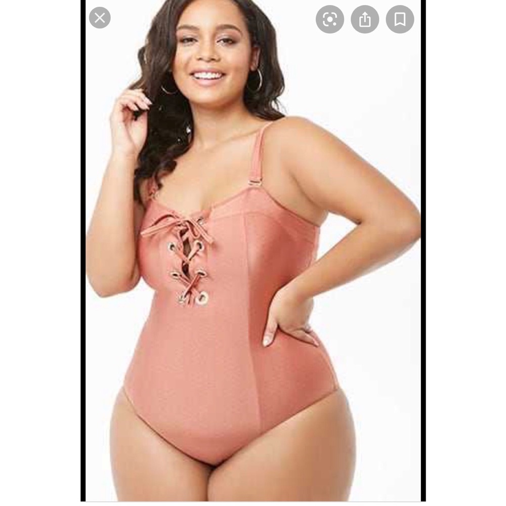Forever 21 plus rose gold lace up tie up swimsuit
